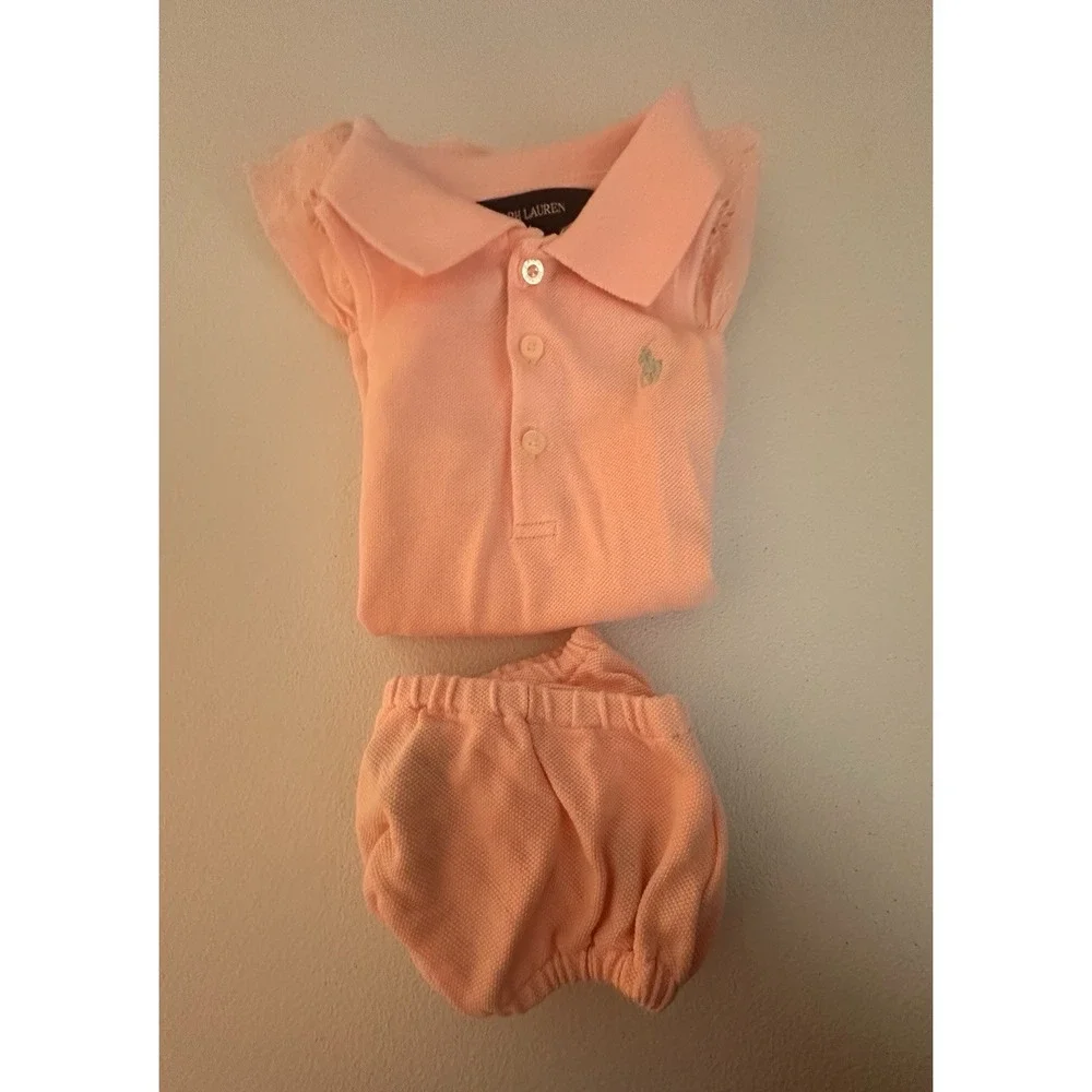 Ralph Lauren Girls 12M 2pc Knit Dress & Bloomers Set Pink Sleeveless